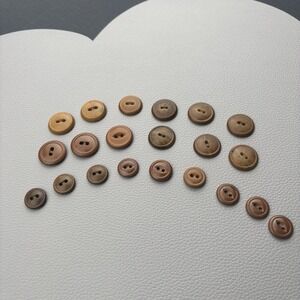 Vintage Casein Button Lot Brown Tan Butterscotch‎ Fish Eye 20pcs 1930s–1950s